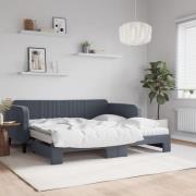 vidaXL Dagbädd utdragbar och madrasser mörkgrå 90x190 cm sammet