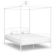 vidaXL Sänghimmel utan madrass vit 160x200 cm metall