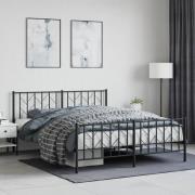 vidaXL Sängram utan madrass med fotgavel metall svart 160x200 cm