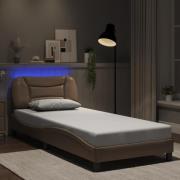 vidaXL Bed Frame with LED without Mattress "Hvar" Cappuccino 90x190 cm