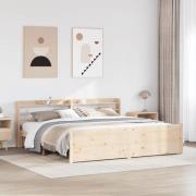 vidaXL Sängram med huvudgavel 200x200 cm massiv furu