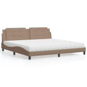 vidaXL Säng med madrass cappuccino 200x200 cm konstläder