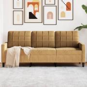 vidaXL 3-sitssoffa brun 180 cm sammet