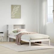 vidaXL Säng med bokhylla utan madrass vit 90x200cm massiv furu