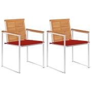 vidaXL Trädgårdsstolar 2 st med dynor massivt akacia och stål