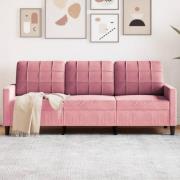 vidaXL 3-sitssoffa rosa 180 cm sammet