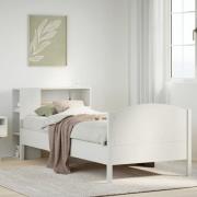 vidaXL Säng med bokhylla utan madrass vit 75x190cm massiv furu