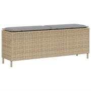 vidaXL Trädgårdsbänk med dyna beige 110x30x40,5 cm konstrotting