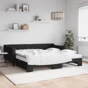 vidaXL Dagbädd med extrabädd och madrasser svart 100x200 cm tyg