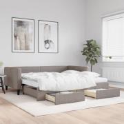 vidaXL Dagbädd utdragbar med lådor taupe 100x200 cm tyg
