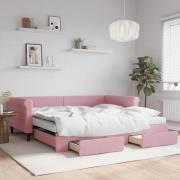 vidaXL Dagbädd utdragbar med lådor rosa 100x200 cm sammet