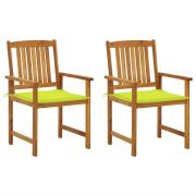 vidaXL Trädgårdsstolar med dynor 2 st massivt akaciaträ