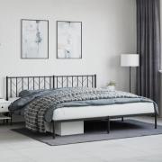 vidaXL Sängram med huvudgavel metall svart 200x200 cm