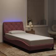 vidaXL Sängram med LED-belysning rosa 80x200 cm sammet