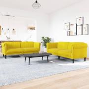 vidaXL Soffgrupp 2 delar gul sammet