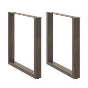 vidaXL Matbordsben U-formade 2 st naturstål 90x(72-73) cm stål