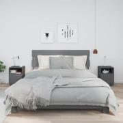 vidaXL Sängbord 2 st grå 40x34x55 cm massiv furu