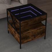 vidaXL Soffbord med Infinity LEDs rökfärgad ek 50x50x51 cm