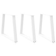 vidaXL Matbordsben V-formade 3 st vit 80x(72-73,3) cm stål