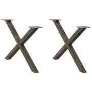 vidaXL Soffbordsben X-formade 2 st naturstål 70x(42-43) cm stål