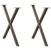 vidaXL Matbordsben X-formad 2 st naturstål 70x(72-73) cm stål