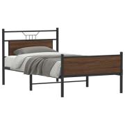vidaXL Sängram utan madrass brun ek 100x200 cm konstruerad trä