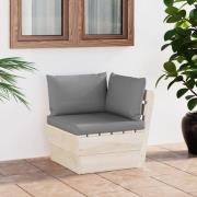vidaXL Hörnsektion med dynor till pallsoffa impregnerat granträ