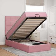 vidaXL Ottoman sängram med madrasser rosa 90x200 cm sammet
