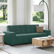 vidaXL 3-sitssoffa mörkgrön 180 cm sammet