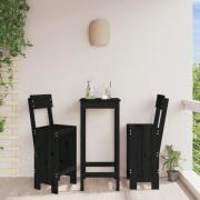 vidaXL Barpallar 2 st svart 40x48,5x115,5 cm massiv furu