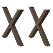 vidaXL Matbordsben X-formad 2 st naturstål 90x(72-73) cm stål