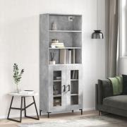 vidaXL Högskåp betonggrå 69,5x34x180 cm konstruerat trä