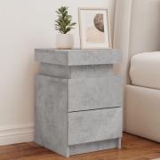 vidaXL Sängbord med LED-lampor 2 st betonggrå 35x39x55 cm