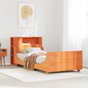 vidaXL Sängram utan madrass vaxbrun 75x190 cm massiv furu