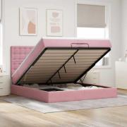 vidaXL Ottoman sängram med madrasser rosa 200x200 cm sammet