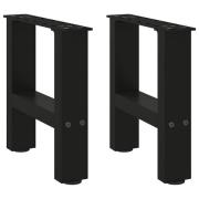 vidaXL Soffbordsben svart 2 st 30x(30-31) cm stål