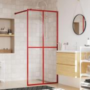 vidaXL Duschvägg med klart ESG-glas röd 100x195 cm