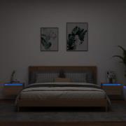 vidaXL Väggmonterade sängbord med LED-lampor 2 st sonoma-ek
