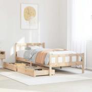 vidaXL Sängram utan madrass 90x190 cm massiv furu