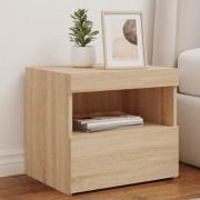 vidaXL Sängbord med LED-lampor sonoma-ek 50x40x45 cm