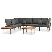 vidaXL Loungegrupp för trädgården med dynor 4 delar massivt akaciaträ