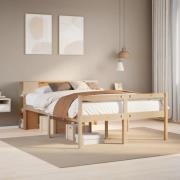 vidaXL Säng med bokhylla utan madrass 120x190 cm massiv furu
