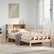 vidaXL Säng med bokhylla utan madrass 90x190cm massiv furu