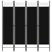vidaXL Rumsavdelare 4 paneler svart 160x180 cm