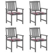 vidaXL Trädgårdsstolar med dynor 4 st grå massivt akaciaträ
