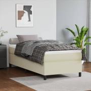 vidaXL Ramsäng med madrass gräddvit 90x200cm konstläder