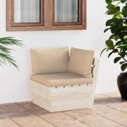 vidaXL Hörnsektion med dynor till pallsoffa impregnerat granträ