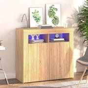 vidaXL Skänk med LED-belysning sonoma-ek 80x35x75 cm