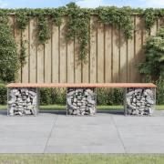 vidaXL Trädgårdsbänk gabion-design 203x44x42 cm massivt douglasträ