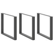 vidaXL Matbordsben U-formade 3 st antracit 100x(72-73) cm stål